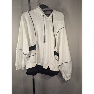 Aape by A Bathing Ape White Black Pullover Crop Hoodie Women's Oversized [C09]